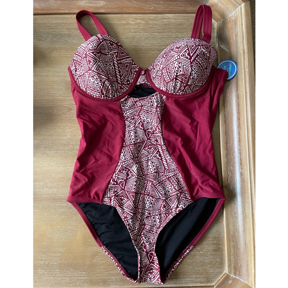 Swimsuits For All Burgundy Size 12 One Piece